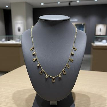 Gold Lock & Crystal Charm Necklace