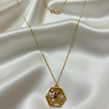 Gold Hexagon Glitter Star Necklace