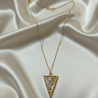 Gold Triangle Foil Flake Necklace