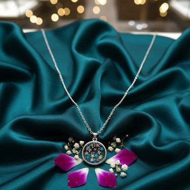 Silver Mermaid Scale Round Pendant Necklace