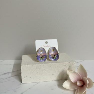 Lavender Marble Resin Stud Earrings