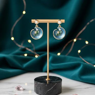 Blue Swan Shell Drop Earrings