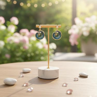 Blue Swan Shell Drop Earrings