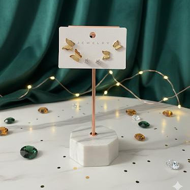 Gold Butterfly & Crystal Stud Set