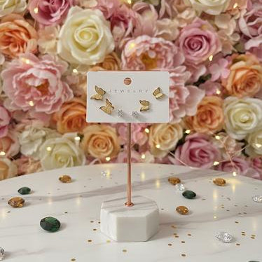 Gold Butterfly & Crystal Stud Set
