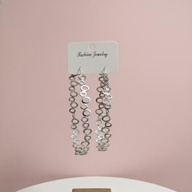 Silver Circle Chain Drop Earrings