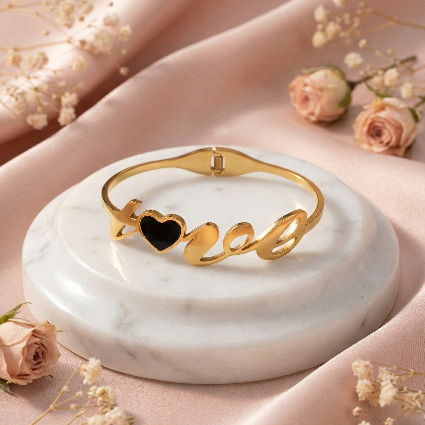 Gold "Love" Script Bangle