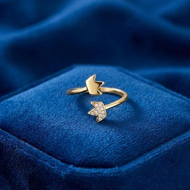 Gold Double Crown Open Ring