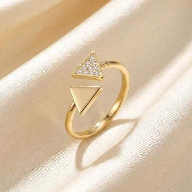 Gold Double Triangle Open Ring