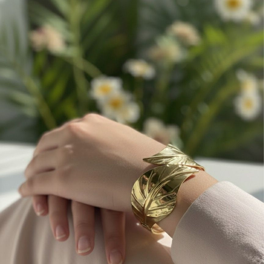 Golden Leaf Cuff Kada