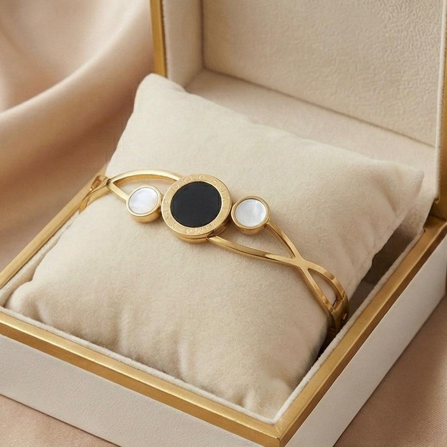 Roman Numeral Trio Stone Bangle